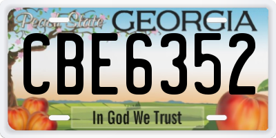 GA license plate CBE6352