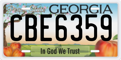GA license plate CBE6359