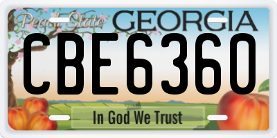 GA license plate CBE6360