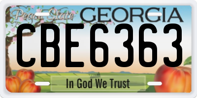 GA license plate CBE6363
