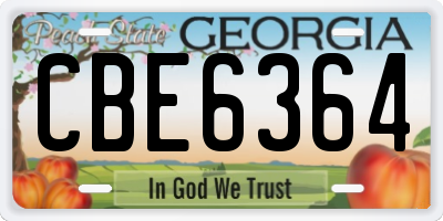 GA license plate CBE6364