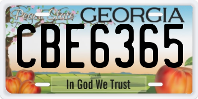 GA license plate CBE6365