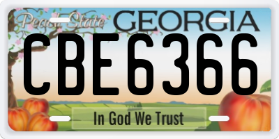 GA license plate CBE6366