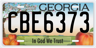 GA license plate CBE6373