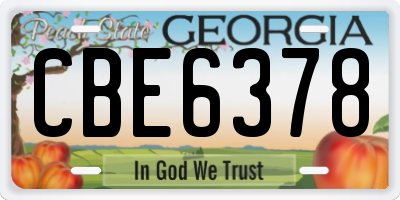 GA license plate CBE6378