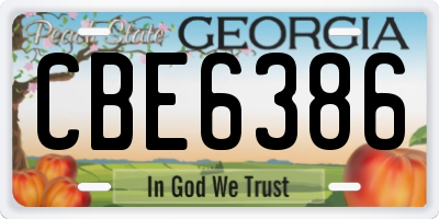 GA license plate CBE6386