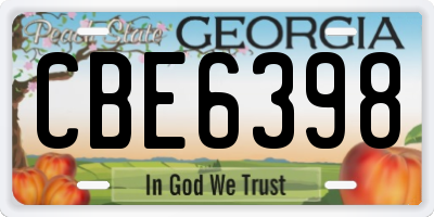 GA license plate CBE6398