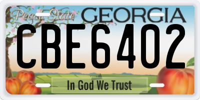 GA license plate CBE6402
