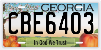 GA license plate CBE6403