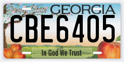 GA license plate CBE6405
