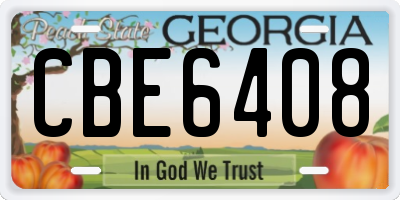 GA license plate CBE6408
