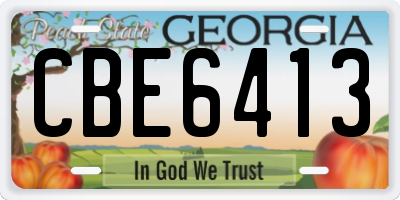GA license plate CBE6413