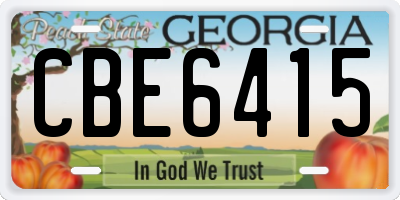 GA license plate CBE6415