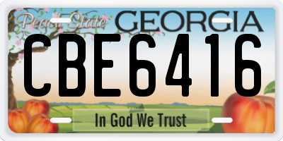 GA license plate CBE6416