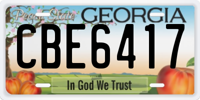 GA license plate CBE6417