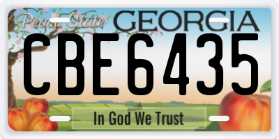 GA license plate CBE6435