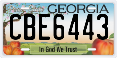 GA license plate CBE6443