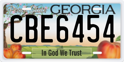 GA license plate CBE6454