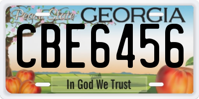 GA license plate CBE6456