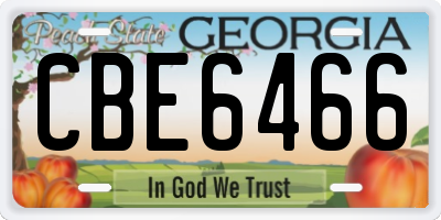 GA license plate CBE6466