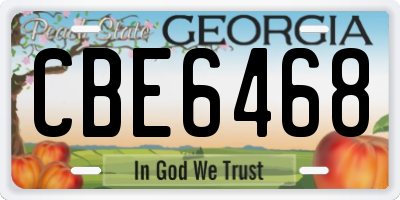 GA license plate CBE6468