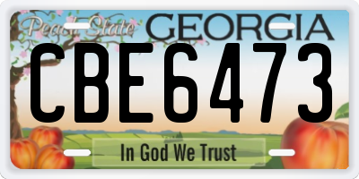 GA license plate CBE6473