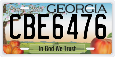 GA license plate CBE6476