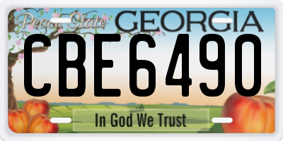 GA license plate CBE6490