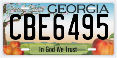GA license plate CBE6495