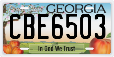 GA license plate CBE6503