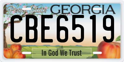 GA license plate CBE6519