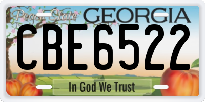 GA license plate CBE6522