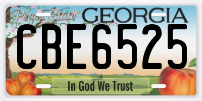 GA license plate CBE6525