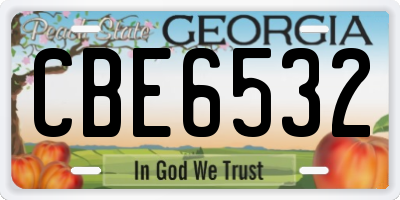 GA license plate CBE6532