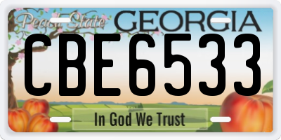 GA license plate CBE6533