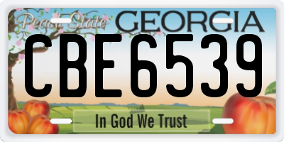GA license plate CBE6539