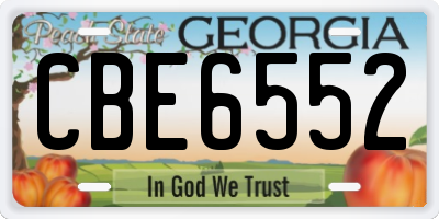 GA license plate CBE6552