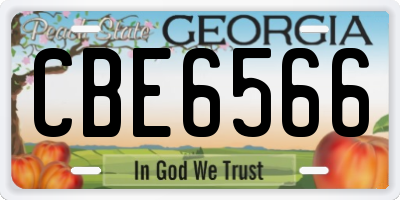 GA license plate CBE6566