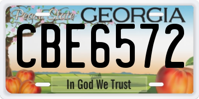 GA license plate CBE6572