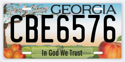 GA license plate CBE6576