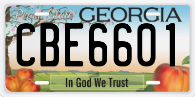GA license plate CBE6601