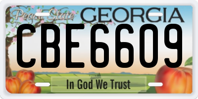 GA license plate CBE6609