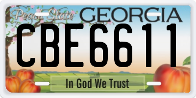 GA license plate CBE6611