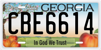 GA license plate CBE6614