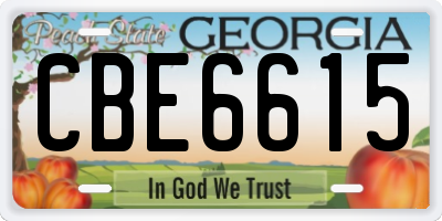 GA license plate CBE6615