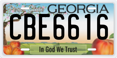 GA license plate CBE6616