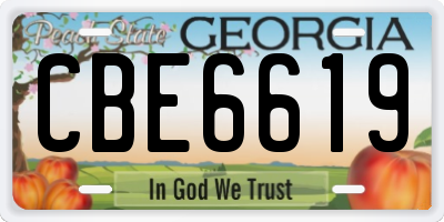 GA license plate CBE6619
