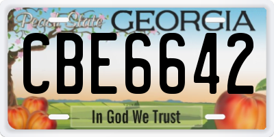 GA license plate CBE6642