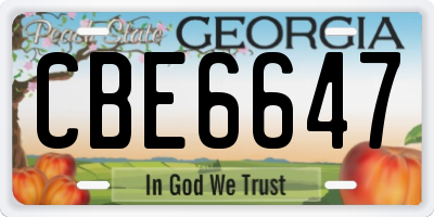 GA license plate CBE6647