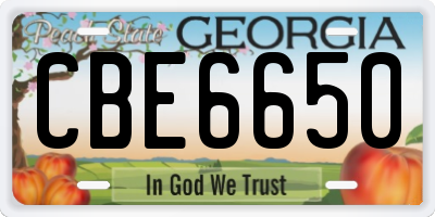 GA license plate CBE6650